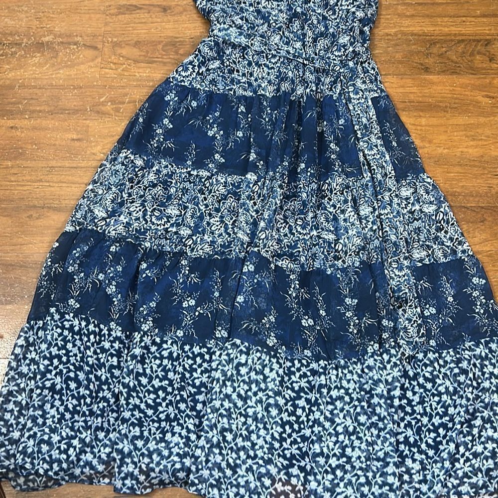 Plus size women’s Lauren Ralph Lauren Adnan Floral Maxi Dress Blue 18 tiered - Picture 4 of 14
